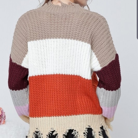 Colorblock Fringe Sweater - Picture 4 of 6